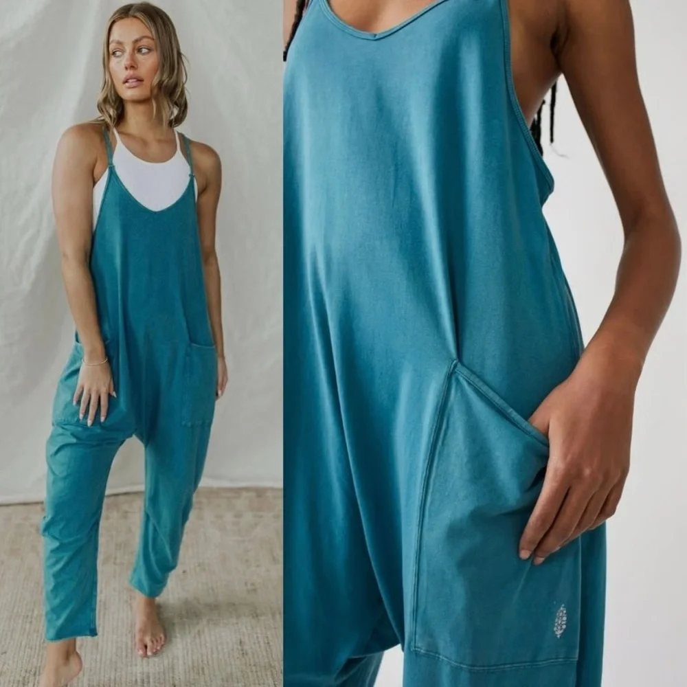 FREE PEOPLE Hot Shot Teal Onesie S